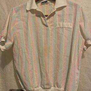 Cape Cod Sportswear Multicolor Striped top…sear sucker material.